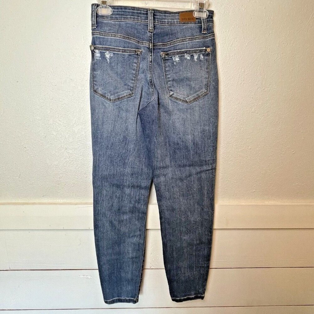 Judy Blue Slim Fit Jeans 0/24 Distressed Medium Wash Mid Rise Stretch Denim - Picture 7 of 13
